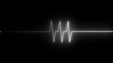 Bir neon kalp atışı ikonu animasyonu yanıp sönen neon ışıklarıyla parlayan bir kalbe sahiptir. Kalp atışı ritmik olarak dalgalanır, her vuruşta daha da parlar, canlı, dinamik ve enerjik bir görsel etki yaratır..