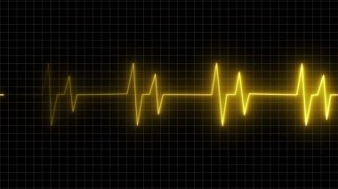 Bir kalp atışı ikonu tipik olarak ECG dalga formunu andıran, içinden bir çizgi geçen stilize kalp şeklinden oluşur. Çizgi, kalp atışlarının ritmini sembolize ediyor..