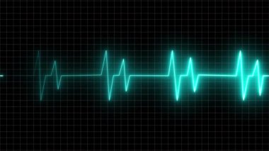 Bir kalp atışı ikonu tipik olarak ECG dalga formunu andıran, içinden bir çizgi geçen stilize kalp şeklinden oluşur. Çizgi, kalp atışlarının ritmini sembolize ediyor..