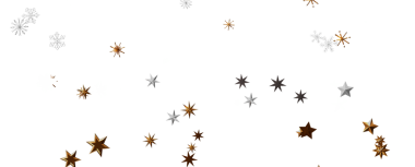 Banner with golden decoration. Festive border with falling glitter dust and stars. 