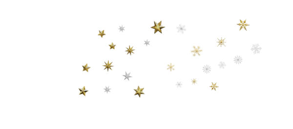 Yeni yıl deseni. Noel teması, altın açık parlak kar taneleri, yıldız, 3D Rendering.