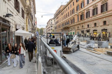 Rome, Italy - Nov 14th, 2024: Ongoing construction on Via Ottaviano for Jubilee 2025 preparations clipart