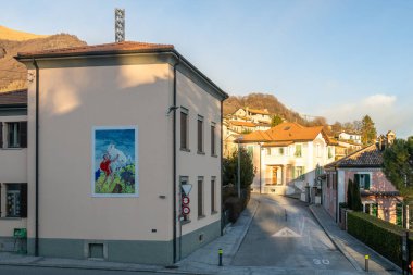 Lugano, Switzerland - Dec 23, 2024: A quiet street in the hilltop village of Bre, located on Monte Bre clipart