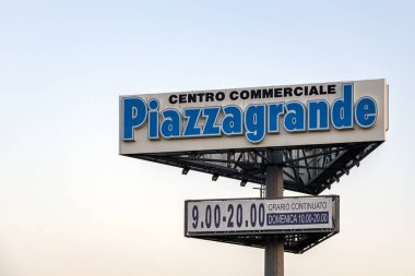 Piove di Sacco, Padua, Veneto, Italy - Aug 11th, 2025: Piazzagrande shopping center sign