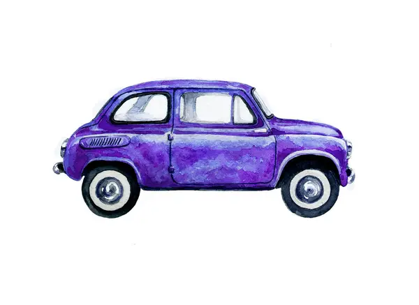 Violet eski araba. Suluboya.