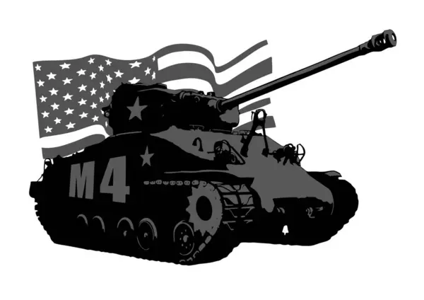Bir Amerikan Sherman tankının vektör görüntüsü. Silahlı kuvvetler, tankların dünyası.