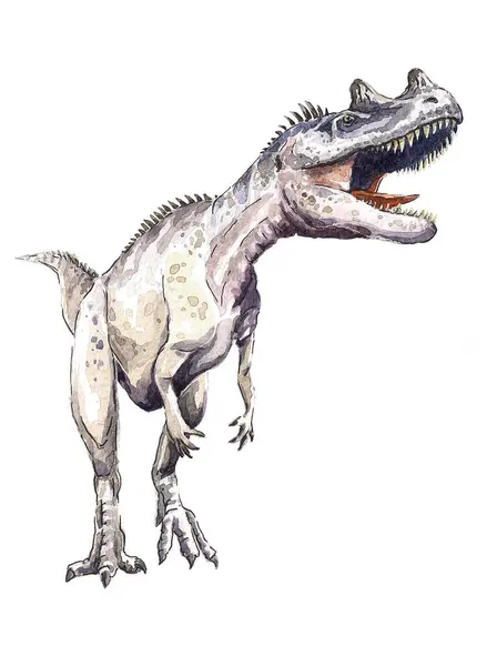 Yırtıcı dinozor, Ceratosaurus. Suluboya resim