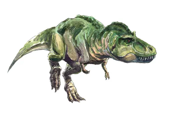 Yırtıcı dinozor, tyrannosaurus. Suluboya resim