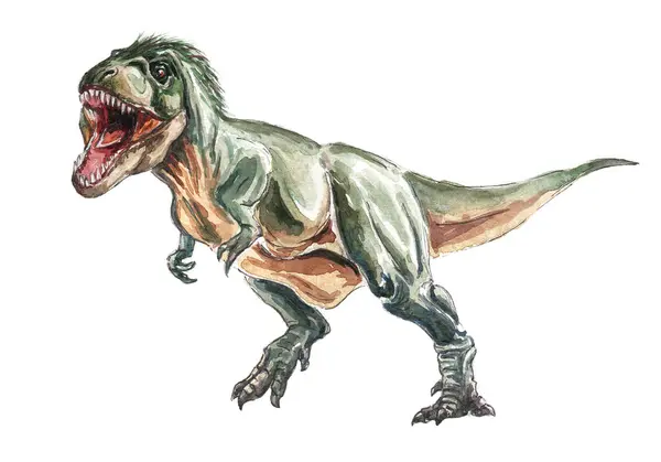Yırtıcı dinozor, tyrannosaurus. Suluboya resim