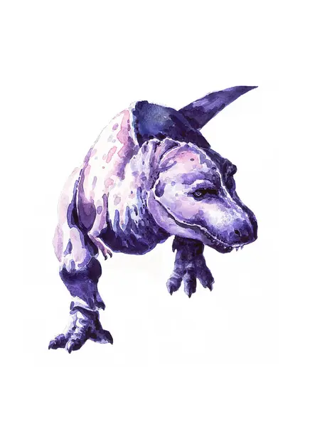 Yırtıcı dinozor, tyrannosaurus. Suluboya resim