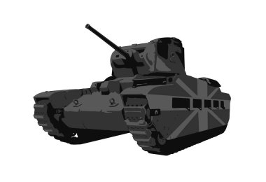 Vector image of a British tank. Stylization on a white background. World of Tanks. Matilda clipart