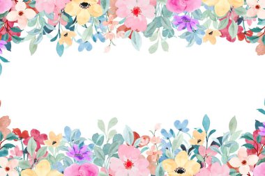 suluboya çiçek arkaplan çerçevesi renkli