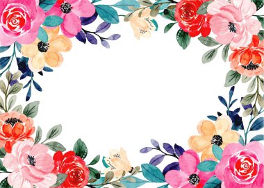 Düğün, doğum günü, kart, arkaplan, davetiye, duvar kağıdı, çıkartma, dekorasyon vesaire için suluboya çerçeveli renkli suluboya çerçeve sınırı.