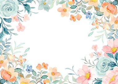 Düğün, doğum günü, kart, arkaplan, davetiye, duvar kağıdı, çıkartma, dekorasyon vesaire için renkli suluboya kenarlığı.