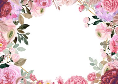 Tasarım şablonu için suluboya çiçek çerçeve vektörü