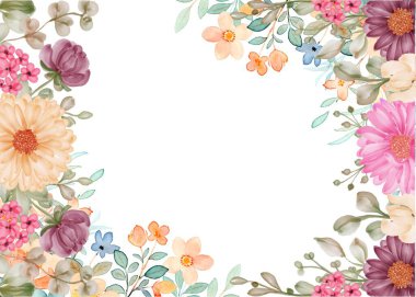 Tasarım için suluboya çiçek çerçeve vektörü