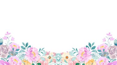 Suluboya çiçekleri tasarım için arka plan vektörü. Çiçek sınır çerçevesi şablonu.
