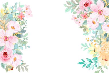 Arka plan, düğün, doğum günü, duvar kağıdı, pankart, etiket, dekorasyon vs. için suluboya ile pastel renk kenarlığı.