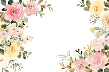 Tasarım için suluboya çiçek çerçeve vektörü