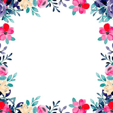 Suluboya çiçek arkaplan çerçeve vektörü