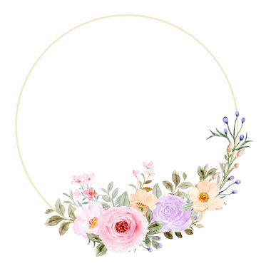 Suluboya çiçekleri Tasarım için çerçeve vektörü