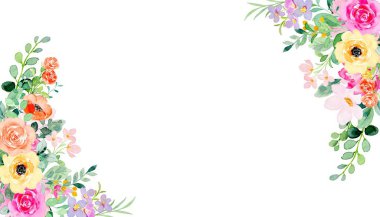 Suluboya çiçek çerçeve plan vektör