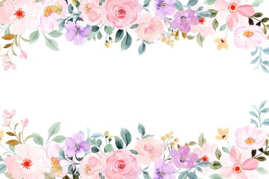 Suluboya çiçekleri tasarım için renk arkaplanı. Çiçek sınır çerçevesi şablonu.