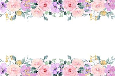 Suluboya çiçek çerçeve plan vektör