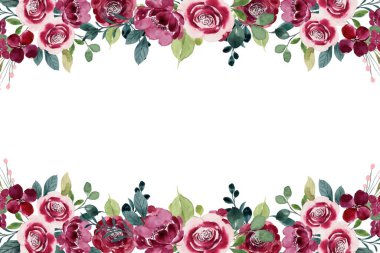 Suluboya çiçek çerçevesi arkaplan vektörü çizimi