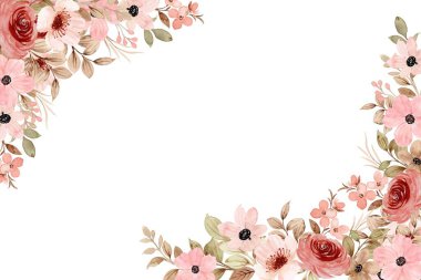 Suluboya çiçek çerçeve plan vektör