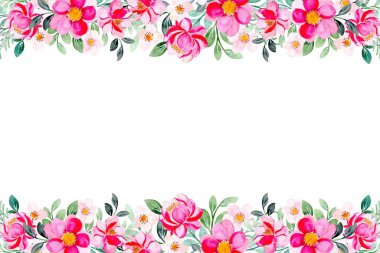 Pembe suluboya çiçek arkaplan çerçeve vektörü