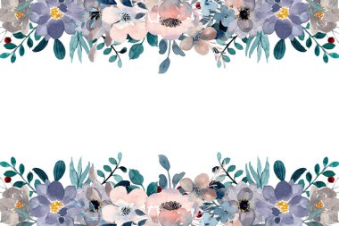 Tasarım için suluboya çiçek arka planı. Çiçek sınır çerçevesi şablonu.