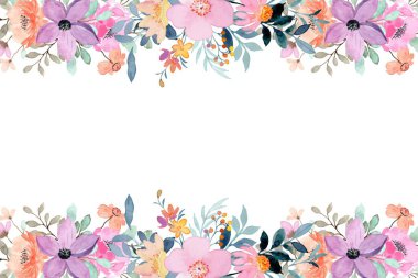 Tasarım için suluboya çiçek arka planı. Çiçek sınır çerçevesi şablonu.