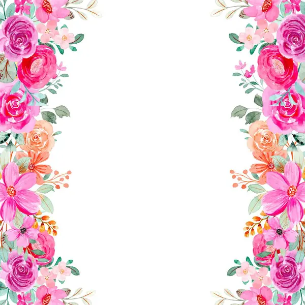 suluboya çiçekler tasarım için çerçeve. Çiçek sınır çerçevesi şablonu