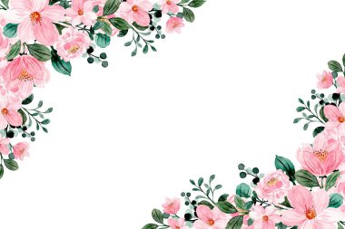 Suluboya çiçek çerçeve plan vektör