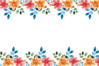 Suluboya çiçek çerçeve plan vektör