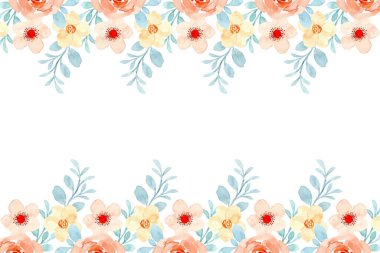 Suluboya çiçek çerçevesi kenarı, tasarım şablonu için vektör çizimi