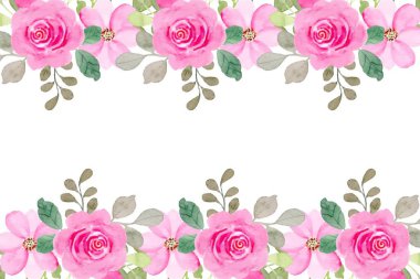 Suluboya çiçek çerçevesi kenarı, tasarım şablonu için vektör çizimi