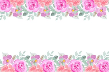 Suluboya çiçek çerçevesi kenarı, tasarım şablonu için vektör çizimi