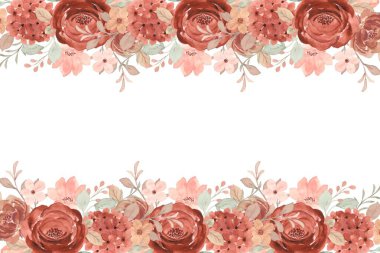 Suluboya çiçek çerçevesi kenarı, tasarım şablonu için vektör çizimi