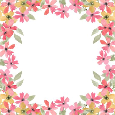 Tasarım için suluboya çiçek çerçevesi çerçeve şablonu, çiçek sınır çerçevesi şablonu.