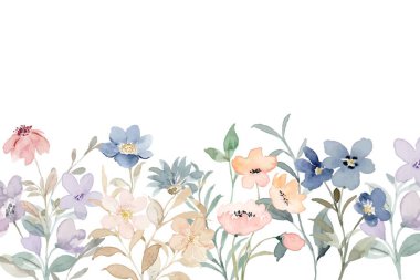 Tasarım için suluboya çiçek arka planı. Çiçek sınır çerçevesi şablonu.