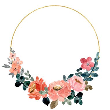 Tasarım için suluboya çiçek arka planı. Çiçek sınır çerçevesi şablonu.