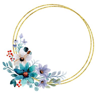 Tasarım için suluboya çiçek arka planı. Çiçek sınır çerçevesi şablonu.