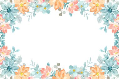 Tasarım için suluboya çiçek arka planı. Çiçek sınır çerçevesi şablonu.
