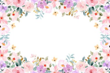 suluboya çiçek çerçevesi arkaplanı 