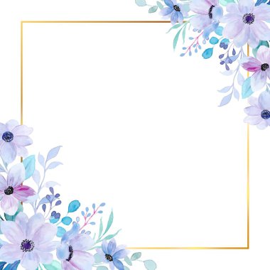suluboya çiçek çerçevesi arkaplanı 