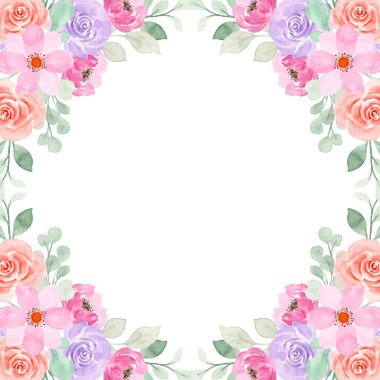 suluboya çiçek çerçevesi arkaplanı