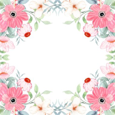 suluboya çiçek çerçevesi arkaplanı