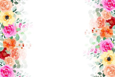 Tasarım için suluboya çiçek çerçeve vektörü